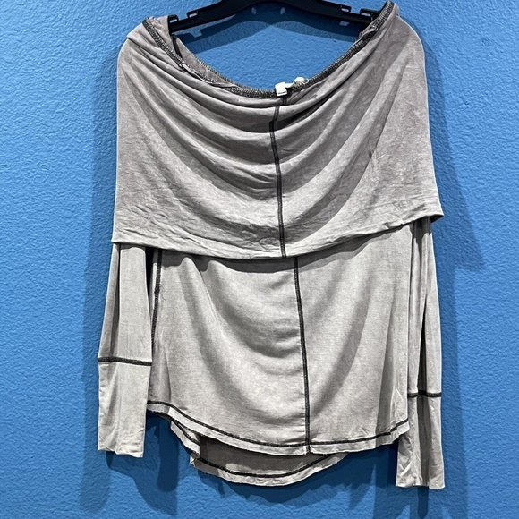 Free People We The Free Cosmo Cowl Long Sleeve Top Gray Women Size Medium - Picture 3 of 16